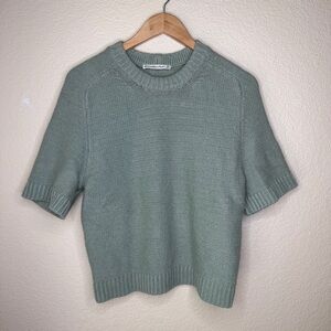 Abercrombie & Fitch Madeline Crew Sage Green Short Sleeve Knit Sweater Size M